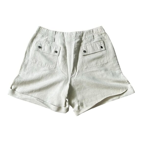 Liz Claiborne casual high waist Shorts 10 pockets zip button linen/cotton gray - Picture 10 of 12